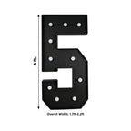 Giant LED Marquee Light Up Number "5", Black 4ft Pre - Cut Foam Board with 10 Warm White Battery Operated LEDs, Glue Gun and Sticks - Bell Racket Store