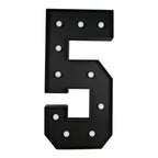 Giant LED Marquee Light Up Number "5", Black 4ft Pre - Cut Foam Board with 10 Warm White Battery Operated LEDs, Glue Gun and Sticks - Bell Racket Store