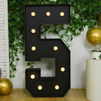 Giant LED Marquee Light Up Number "5", Black 4ft Pre - Cut Foam Board with 10 Warm White Battery Operated LEDs, Glue Gun and Sticks - Bell Racket Store