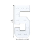 Giant LED Marquee Light Up Number "5", White 4ft Pre - Cut Foam Board with 10 Warm White Battery Operated LEDs, Glue Gun and Sticks - Bell Racket Store