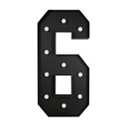 Giant LED Marquee Light Up Number "6", Black 4ft Pre - Cut Foam Board with 10 Warm White Battery Operated LEDs, Glue Gun and Sticks - Bell Racket Store