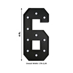 Giant LED Marquee Light Up Number "6", Black 4ft Pre - Cut Foam Board with 10 Warm White Battery Operated LEDs, Glue Gun and Sticks - Bell Racket Store
