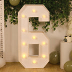 Giant LED Marquee Light Up Number "6", White 4ft Pre - Cut Foam Board with 10 Warm White Battery Operated LEDs, Glue Gun and Sticks - Bell Racket Store