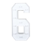 Giant LED Marquee Light Up Number "6", White 4ft Pre - Cut Foam Board with 10 Warm White Battery Operated LEDs, Glue Gun and Sticks - Bell Racket Store