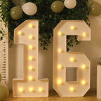 Giant LED Marquee Light Up Number "6", White 4ft Pre - Cut Foam Board with 10 Warm White Battery Operated LEDs, Glue Gun and Sticks - Bell Racket Store