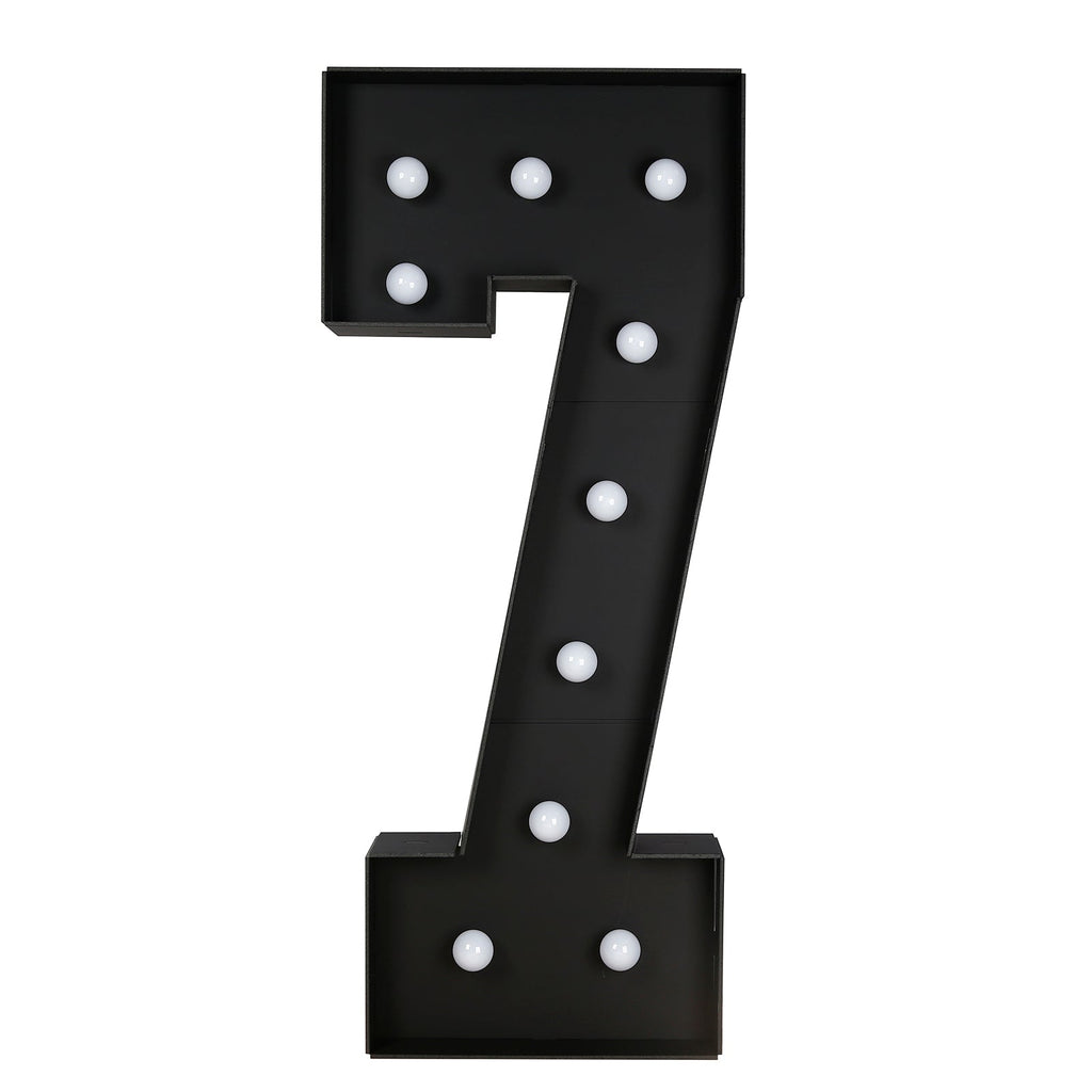 Giant LED Marquee Light Up Number "7", Black 4ft Pre - Cut Foam Board with 10 Warm White Battery Operated LEDs, Glue Gun and Sticks - Bell Racket Store