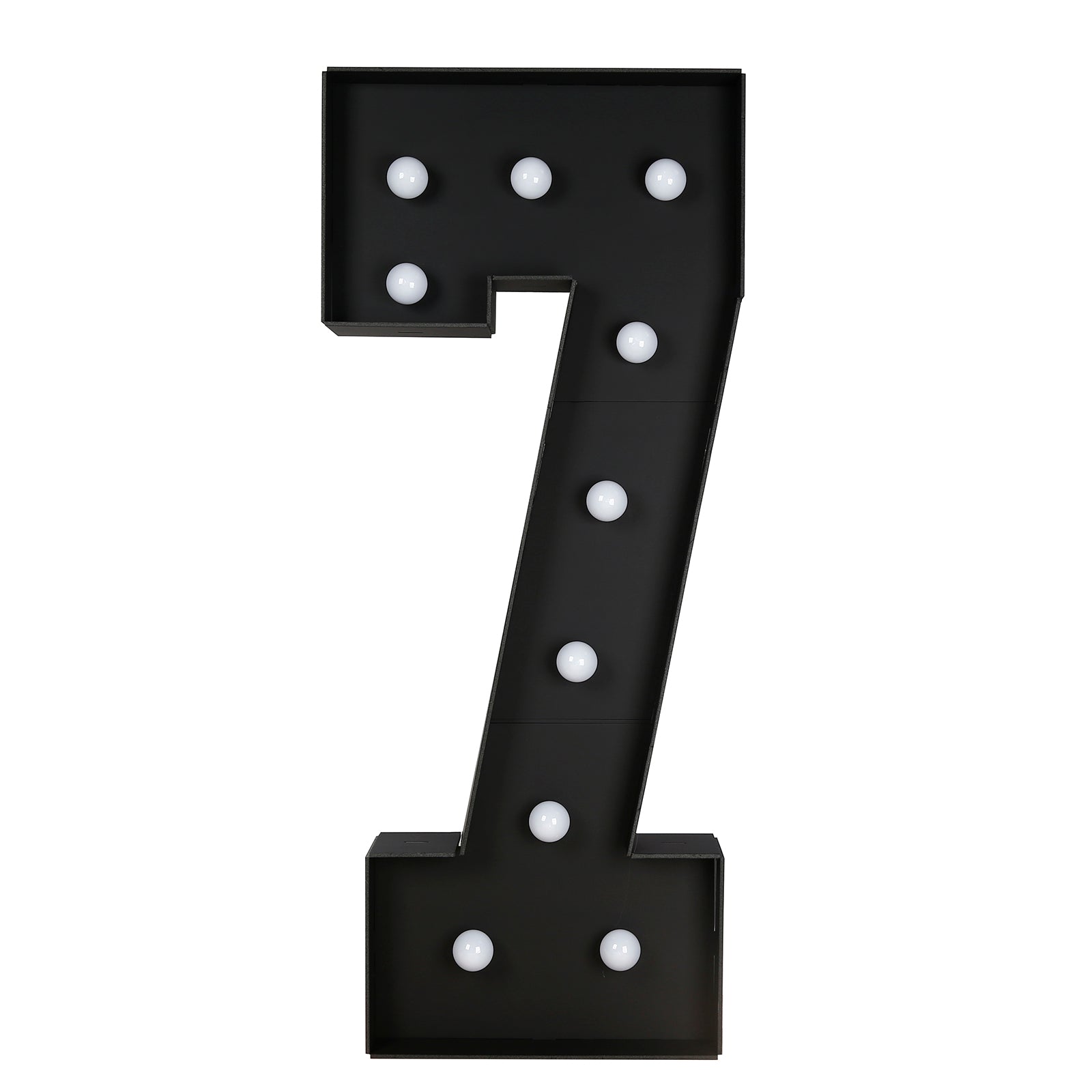 Giant LED Marquee Light Up Number "7", Black 4ft Pre - Cut Foam Board with 10 Warm White Battery Operated LEDs, Glue Gun and Sticks - Bell Racket Store