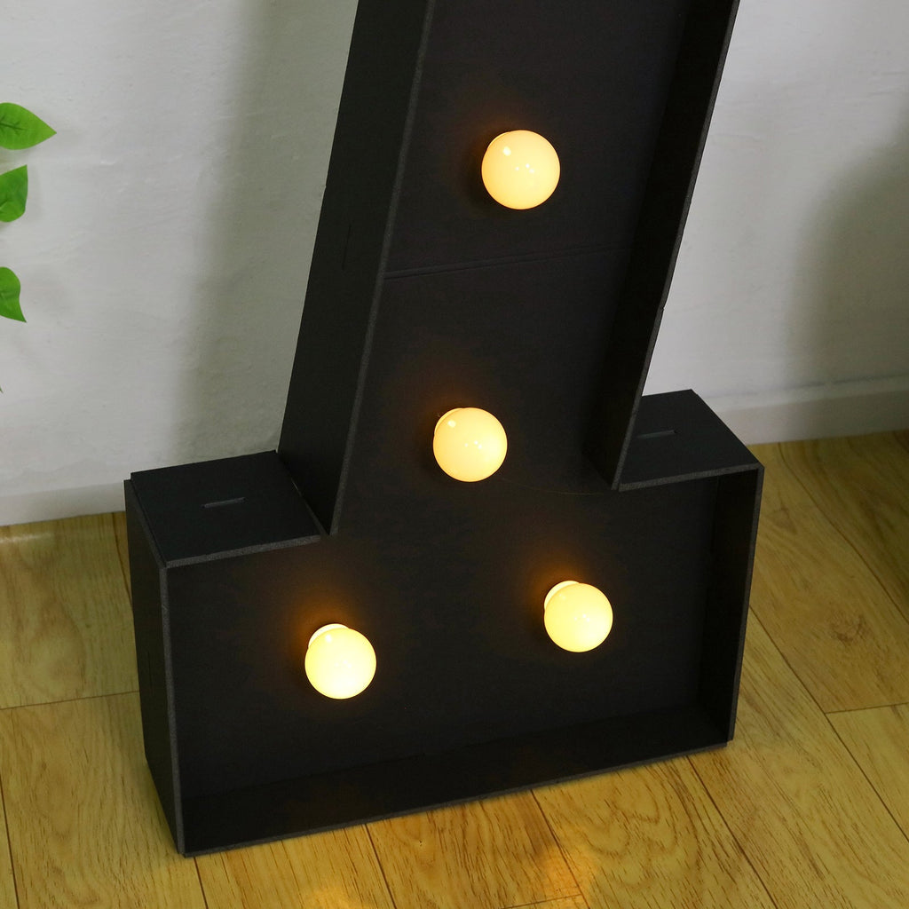 Giant LED Marquee Light Up Number "7", Black 4ft Pre - Cut Foam Board with 10 Warm White Battery Operated LEDs, Glue Gun and Sticks - Bell Racket Store