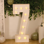 Giant LED Marquee Light Up Number "7", White 4ft Pre - Cut Foam Board with 10 Warm White Battery Operated LEDs, Glue Gun and Sticks - Bell Racket Store