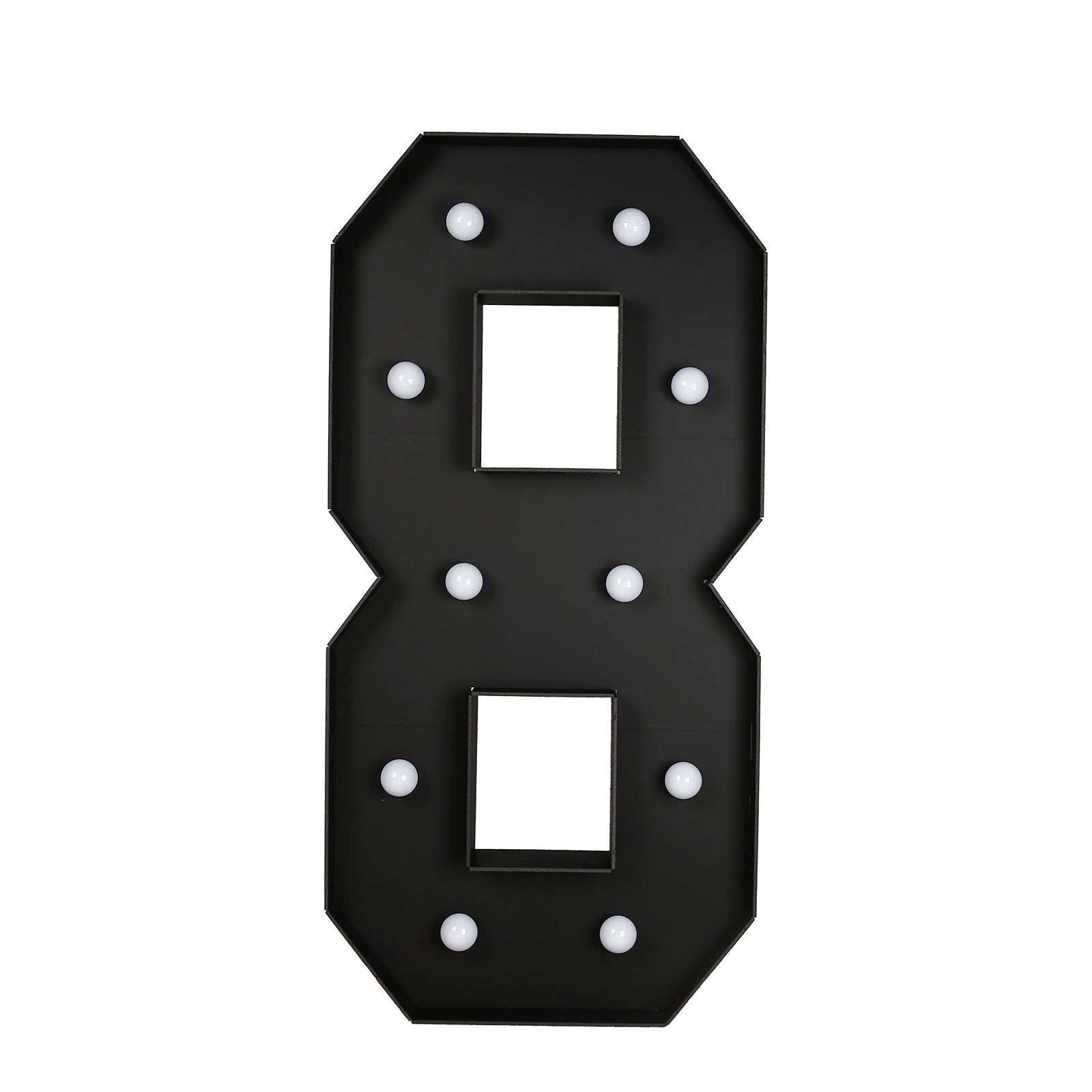 Giant LED Marquee Light Up Number "8", Black 4ft Pre - Cut Foam Board with 10 Warm White Battery Operated LEDs, Glue Gun and Sticks - Bell Racket Store