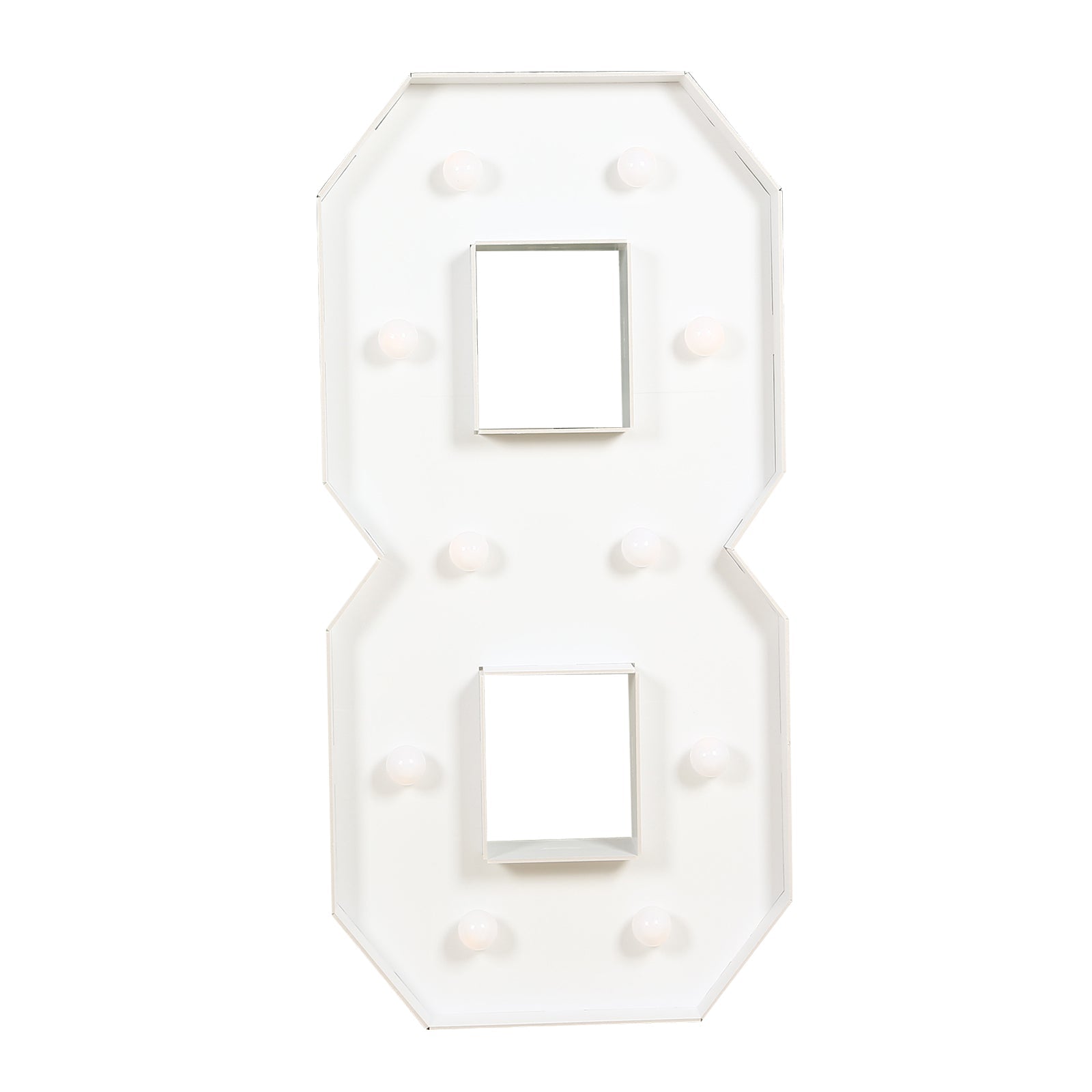 Giant LED Marquee Light Up Number "8", White 4ft Pre - Cut Foam Board with 10 Warm White Battery Operated LEDs, Glue Gun and Sticks - Bell Racket Store