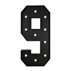 Giant LED Marquee Light Up Number "9", Black 4ft Pre - Cut Foam Board with 10 Warm White Battery Operated LEDs, Glue Gun and Sticks - Bell Racket Store