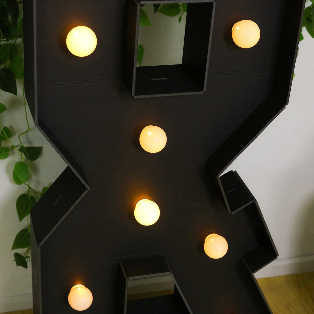 Giant LED Marquee Light Up Symbol "&", Black 4ft Pre - Cut Foam Board with 10 Warm White Battery Operated LEDs, Glue Gun and Sticks - Bell Racket Store