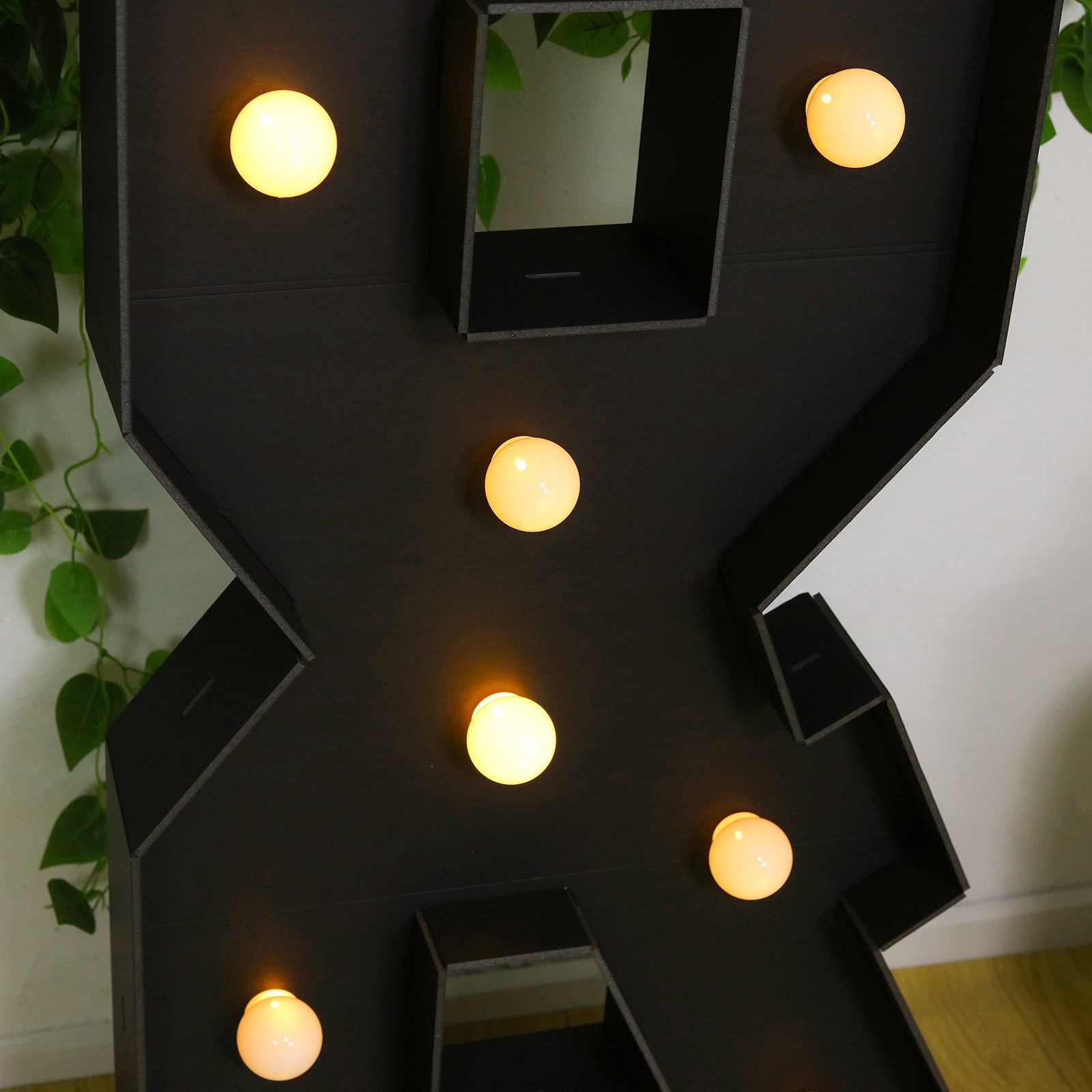 Giant LED Marquee Light Up Symbol "&", Black 4ft Pre - Cut Foam Board with 10 Warm White Battery Operated LEDs, Glue Gun and Sticks - Bell Racket Store