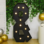 Giant LED Marquee Light Up Symbol "&", Black 4ft Pre - Cut Foam Board with 10 Warm White Battery Operated LEDs, Glue Gun and Sticks - Bell Racket Store