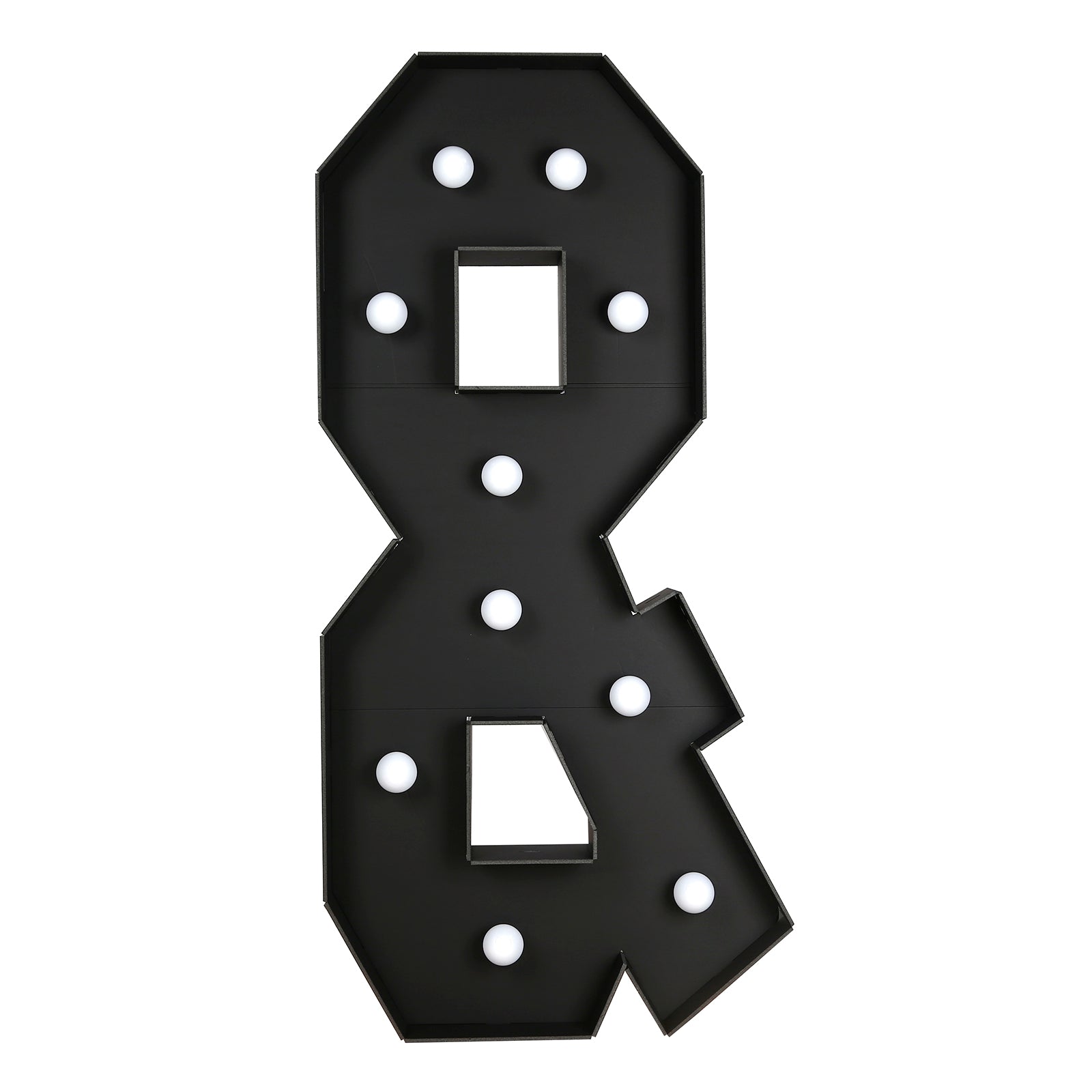 Giant LED Marquee Light Up Symbol "&", Black 4ft Pre - Cut Foam Board with 10 Warm White Battery Operated LEDs, Glue Gun and Sticks - Bell Racket Store