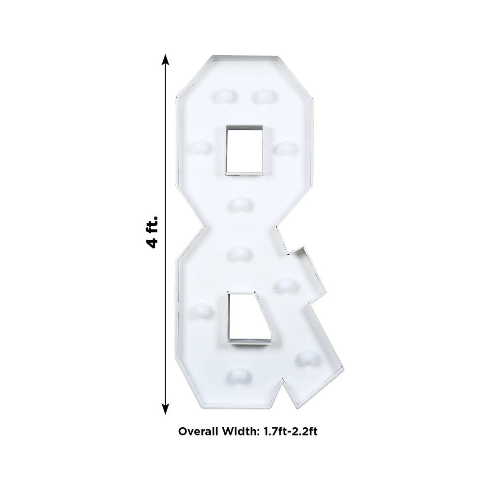 Giant LED Marquee Light Up Symbol "&", White 4ft Pre - Cut Foam Board with 10 Warm White Battery Operated LEDs, Glue Gun and Sticks - Bell Racket Store