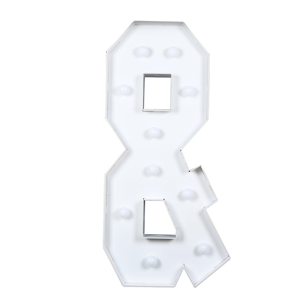 Giant LED Marquee Light Up Symbol "&", White 4ft Pre - Cut Foam Board with 10 Warm White Battery Operated LEDs, Glue Gun and Sticks - Bell Racket Store