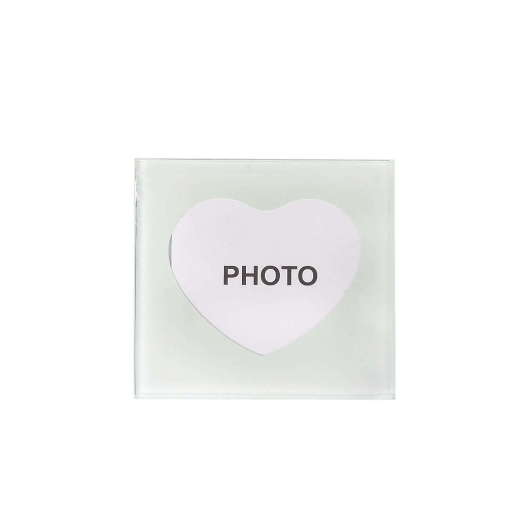 2 Pack 3" Heart Shaped Picture Frame Party Favors, Square Glass Coasters, Gift Wrapped With Thank You Tag