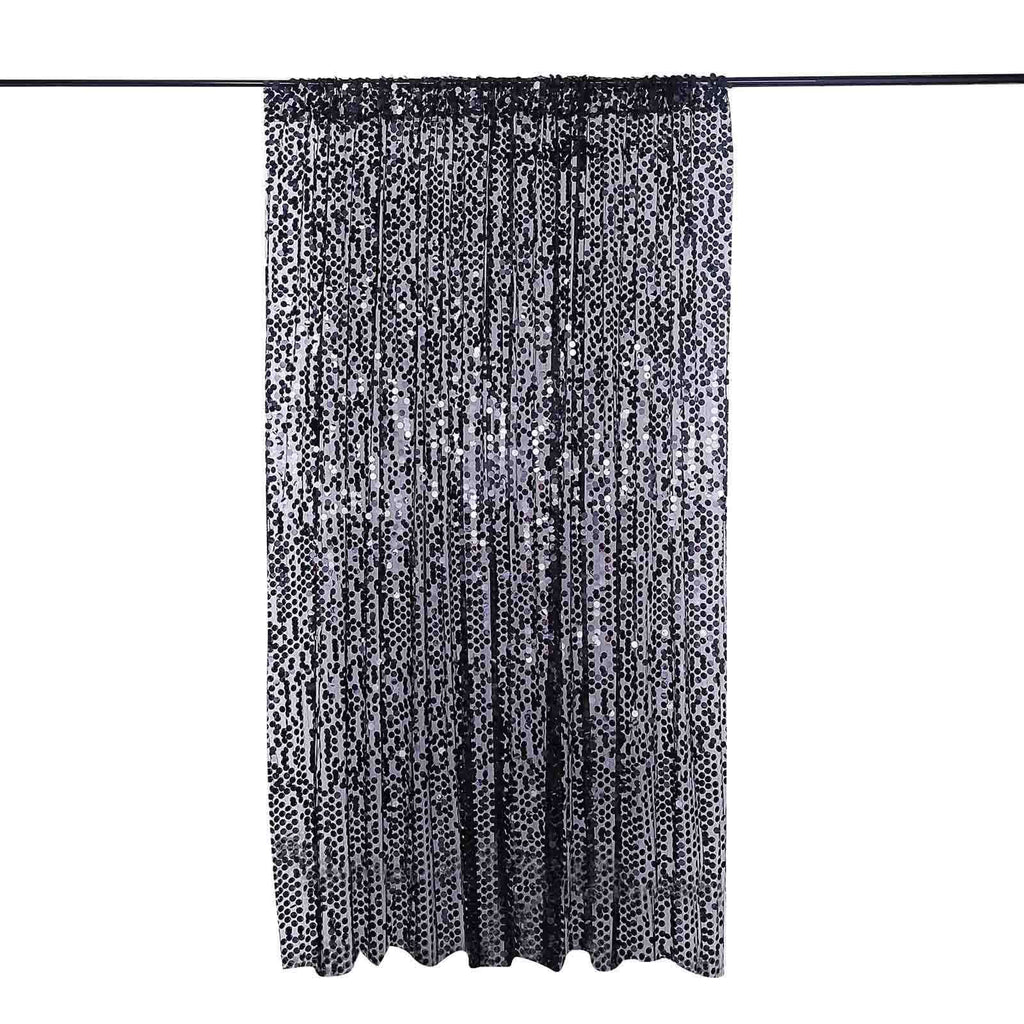 8ftx8ft Black Big Payette Sequin Event Curtain Drapes, Backdrop Event Panel