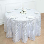 Sequin 120" Round Tablecloth Silver - Seamless Diamond Glitz Table Cover