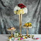 2 Pack 29" Gold Metal Trumpet Vases Set, Tall Floral Vase for Flower Arrangements & Table Centerpieces