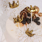 9-Pack Sequin Crown and Tutu Cupcake Cake Toppers Gold - Shimmering Princess Inspired Cake Inserts DIY Party Decoration Supplies