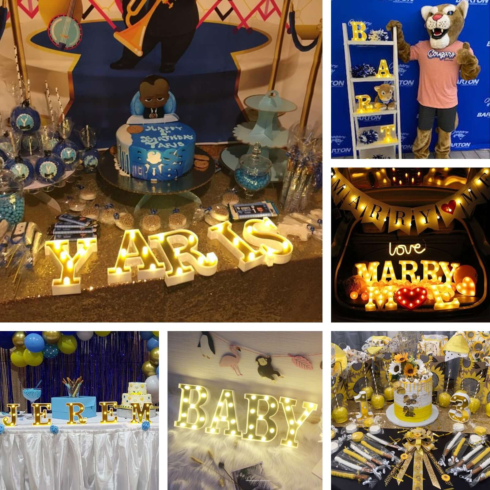 3D Marquee Letter "P" Warm White 5 LED Lights Gold - Chic Light-Up Decor for Events 6"