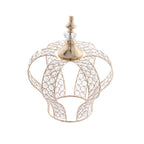 Crystal-Bead Royal Crown Cake Topper Metallic Gold - Dazzling Cake Centerpiece Decor for Luxurious Birthdays Receptions & Romantic Celebrations 14"