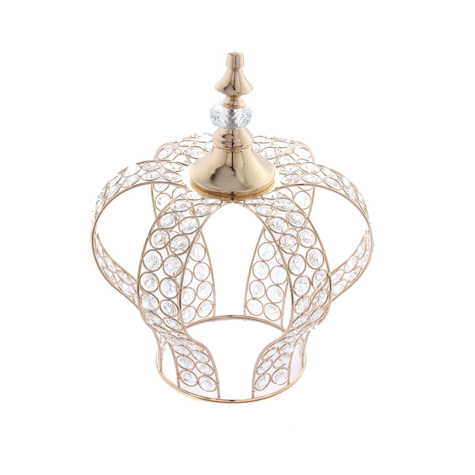 Crystal-Bead Royal Crown Cake Topper Metallic Gold - Dazzling Cake Centerpiece Decor for Luxurious Birthdays Receptions & Romantic Celebrations 14"