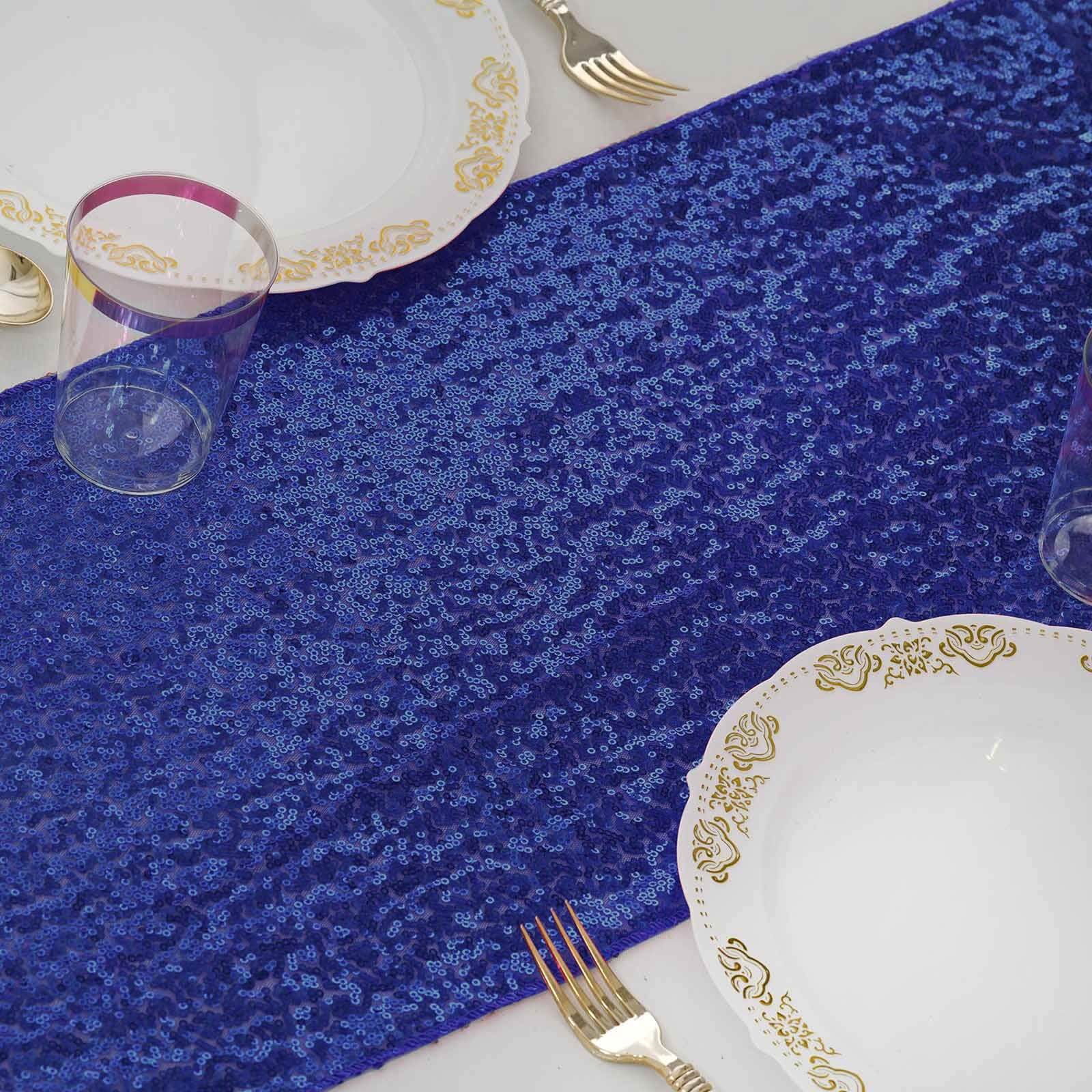 Sequin 12"x108" Table Runner Navy Blue - Glittering Design