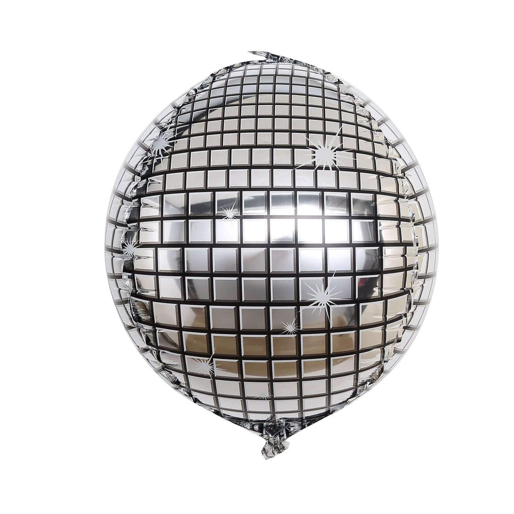 15" Mirrored Silver Disco Ball Mylar Reusable Foil Helium Air Balloon