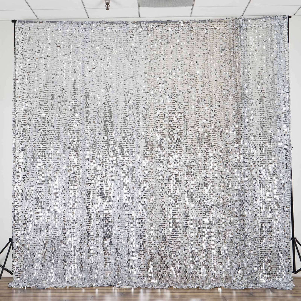 20ftx10ft Silver Big Payette Sequin Event Curtain Drapes, Backdrop Event Panel