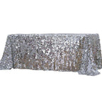 Sequin 90"x132" Rectangle Tablecloth Silver - Seamless Big Payette Table Cover
