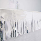16ft Metallic Silver Foil Tassel Fringe Backdrop Banner, Tinsel Garland Decor