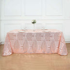 Sequin 90"x132" Rectangle Tablecloth Rose Gold - Seamless Diamond Table Cover