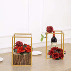 2-Pack Wedding Flower Stand Gold Metal Geometric Column Frame Rectangular - Versatile Floral Pedestal for Sophisticated Arrangements 12"