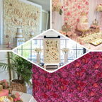 13 Sq ft. Pink Champagne UV Protected Assorted Flower Wall Mat Backdrop - 4 Artificial Panels