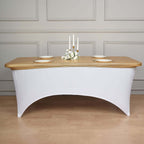 Stretch Spandex 72"x30" Rectangle Table Top Cover Metallic Gold - Easy to Install Glamorous Fitted Table Topper Cap for Luxe Events