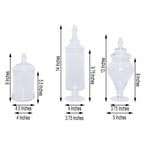 Set of 3 Glass Candy Jars Modern Apothecary Design Clear with Snap-On Lids - Stylish Party Favor Containers 9"/13"/14"