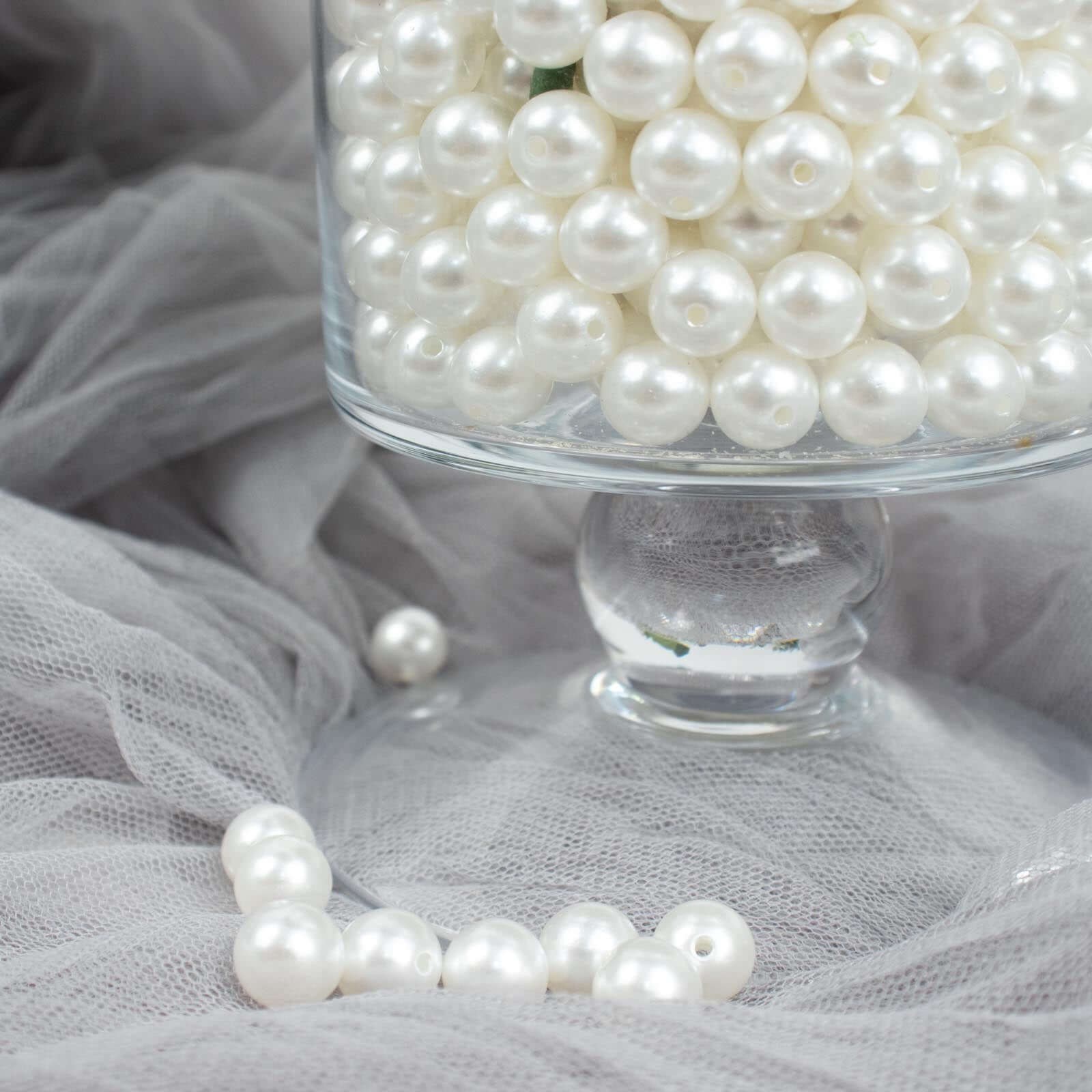 1000-Pack Faux Craft Pearl Beads White - Smooth Beads with Holes for Vase Filler Jewelry Making Bridal Accessories & Event Decor 10mm