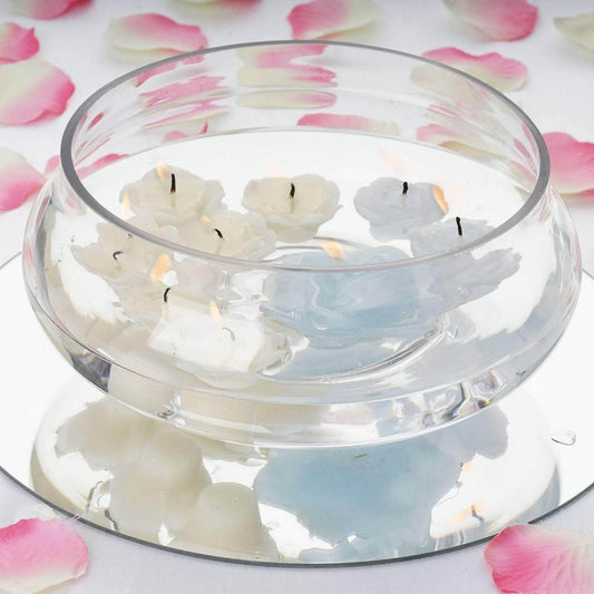 Glass Floating Candle Bowl Multi - Purpose Design - Table Centerpiece for Decor 7" - NestOCart