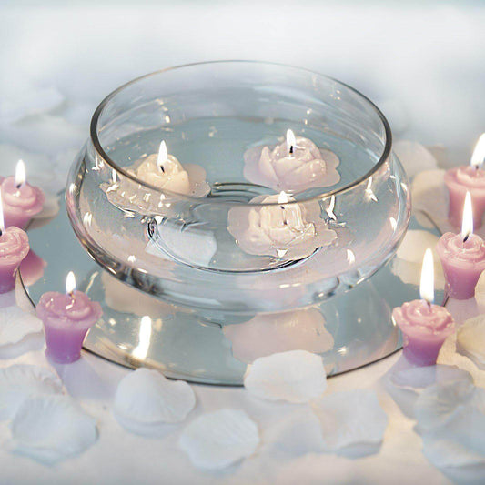 Glass Floating Candle Bowl Multi - Purpose Design - Table Centerpiece for Decor 7" - NestOCart