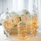 Set of 3 Glass Candy Jars Modern Apothecary Design Clear with Snap-On Lids - Stylish Party Favor Containers 9"/13"/14"