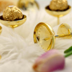 12-Pack Plastic Dessert Cup Candy Dishes Gold - Decorative Mini Pedestal Stands for Treats 2"