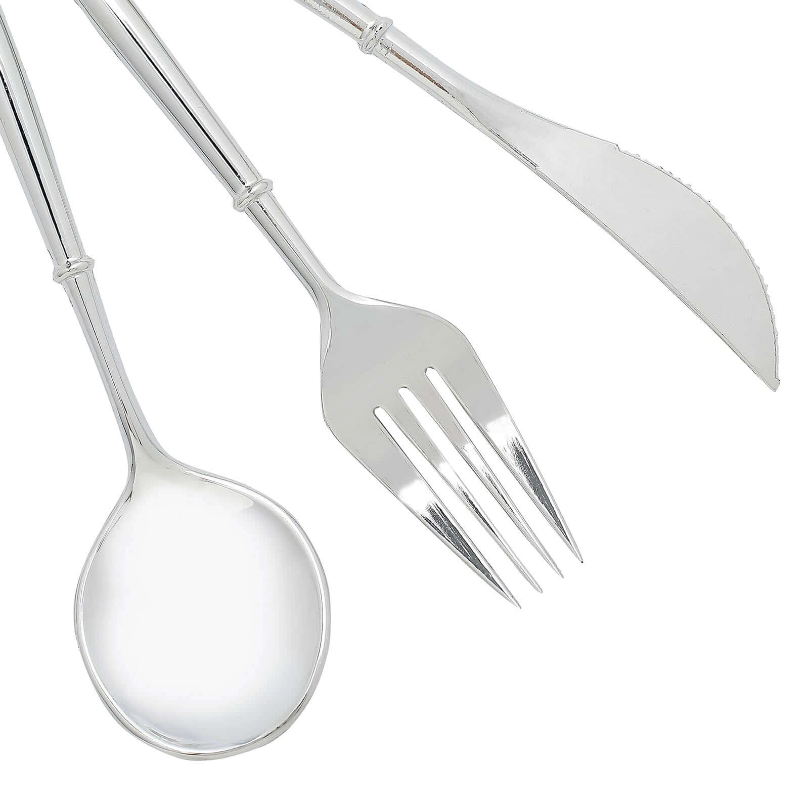 24-Pack Plastic Flatware Set in Silver - Heavy Duty Disposable Modern Silverware 8"