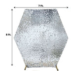 8ftx7ft Silver Big Payette Sequin Sparkly Hexagon Backdrop Stand Cover