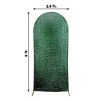 6ft Hunter Emerald Green Shimmer Tinsel Spandex Chiara Backdrop Stand Cover For Fitted Round Top Wedding Arch