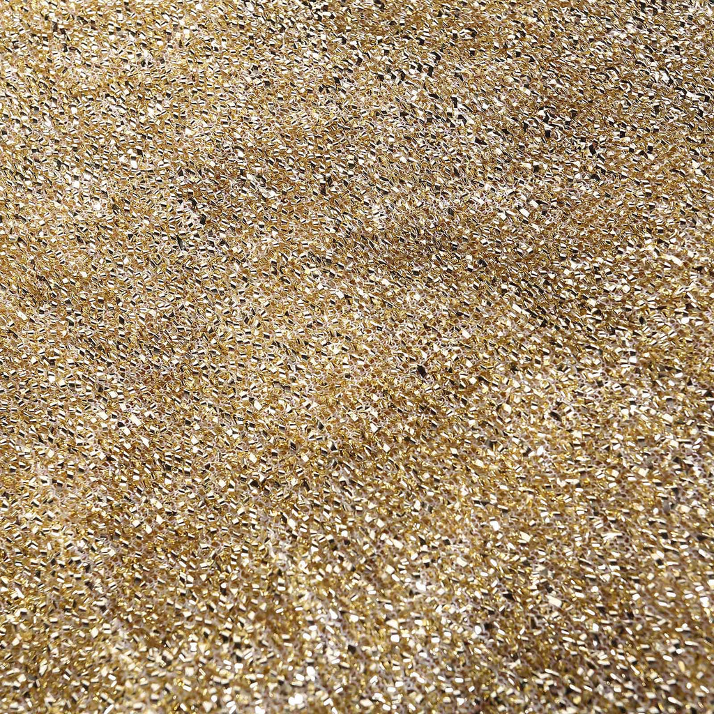 Stretch Spandex Chair Cover Champagne for Folding Chairs - Metallic Shimmer Tinsel Back Design Fitted Slipcover