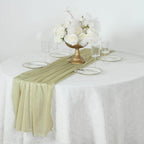 Glitter Gauze 27"x120" Table Runner Champagne - Sparkling Reusable Sheer Table Linen - Bell Racket Store